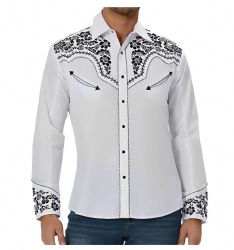 White Black Floral Western Shirt