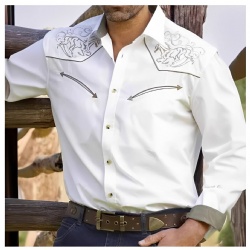 White Western Shirt with Horse Motifs