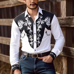 Black and White Floral Western Shirt