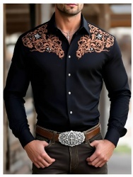 Black Western Shirt with Copper Pattern