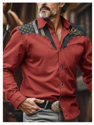 Red Western Shirt with American Flag Accents