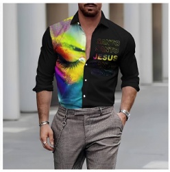 Vivid Eye & Colorful Text Western Shirt