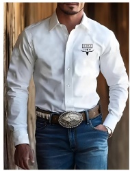 White Western Shirt with Bull Skull Emblem