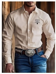 Tan Western Shirt with Bull Skull and 