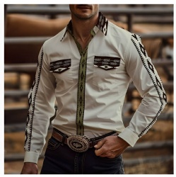 Western Shirt with Black & White Arrowhead Trim