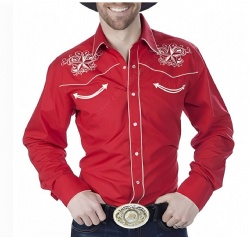 Red Western Shirt with Star and Arrow Accents