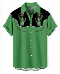 Cactus Cowboy Western Shirt in Vibrant Green