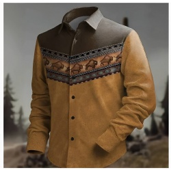 Buffalo Herd Western Shirt - Golden Brown and Chocolate