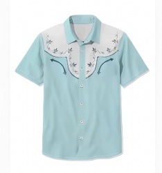 Sky Blue Western Shirt with Arrow Flourishes