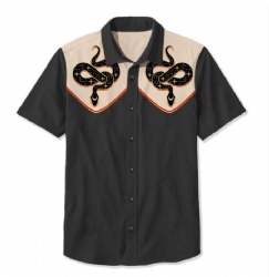 Black and Tan Western Shirt with Celestial Snakes