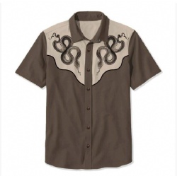 Brown Western Shirt with Coiled Snakes