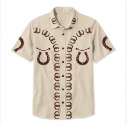 Beige Western Shirt with Horseshoe Motif