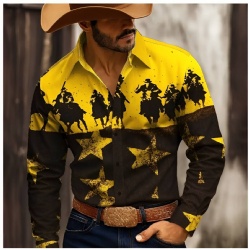 Yellow and Black Cowboy Riding Western Shirt