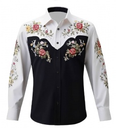 Black and White Floral Western Shirt