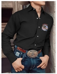 Black Western Shirt with American Flag and Horse