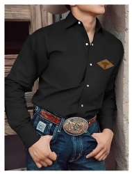 Black Western Shirt with Longhorn Emblem