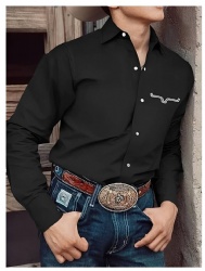 Black Western Shirt with White Horn