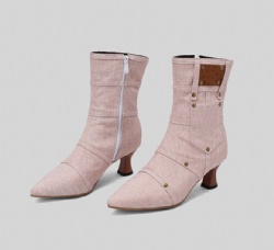 Chic Pink Western Boot with a Pointed Toe and Block Heel