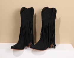 Black Fringe Western Boot