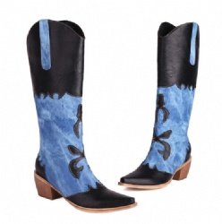 Denim & Black Western Boots