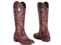 Maroon Western Boot with Turquoise Accents