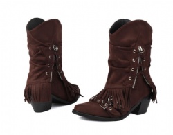 Fringe Lace-Up Western Boot