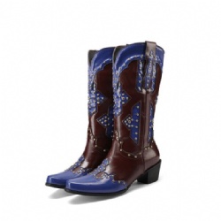 Studded Blue and Brown Western Boot