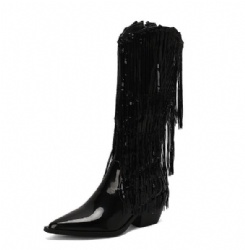 Black Western Boot with Cascading Sequins