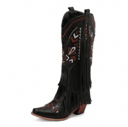 Fringe and Geometric Pattern Western Boot