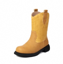 Textured Floral Pattern Western Boot