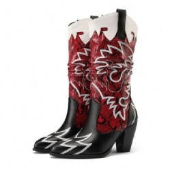 Crimson Snake Pattern Western Boot