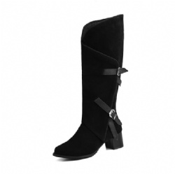 Suede Western Boot with Buckle Straps