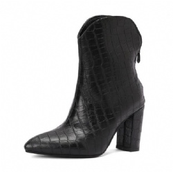 Black Crocodile Print Western Boot