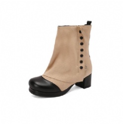 Beige and Black Western Boot with Buttons